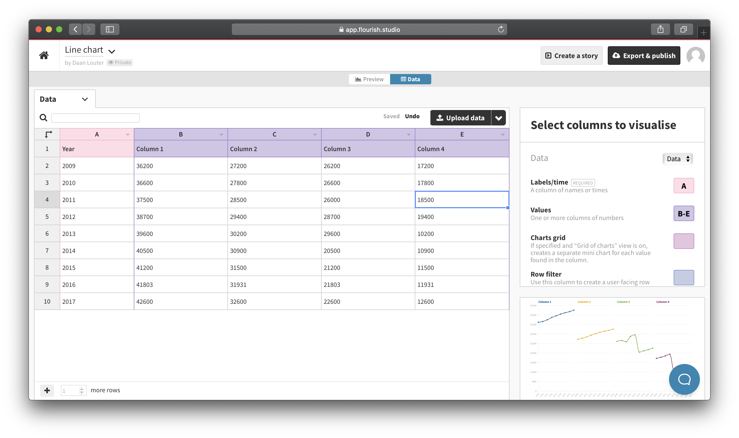 Flourish data view